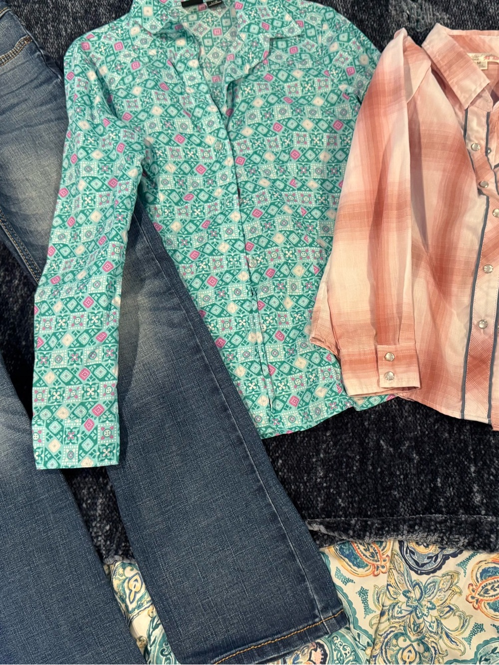 Girls western riding wear 2 shirts and 1 jeans